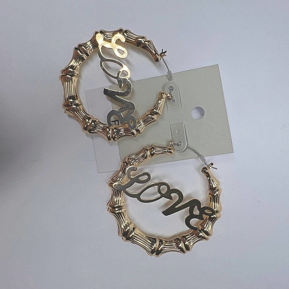 Nordstrom Oversized Gold Boho Love Hoop Earrings - Picture 4 of 5